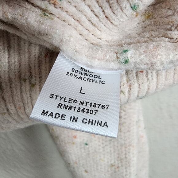 NWT Lumiere Confetti Speckled Wool Blend Dolman Sweater Pink Cream Long L - Picture 5 of 8